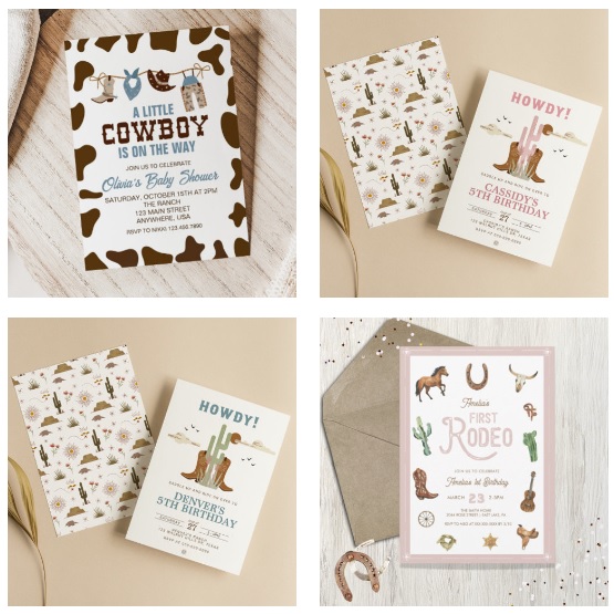 Western Party Invitations Cowboy Rodeo